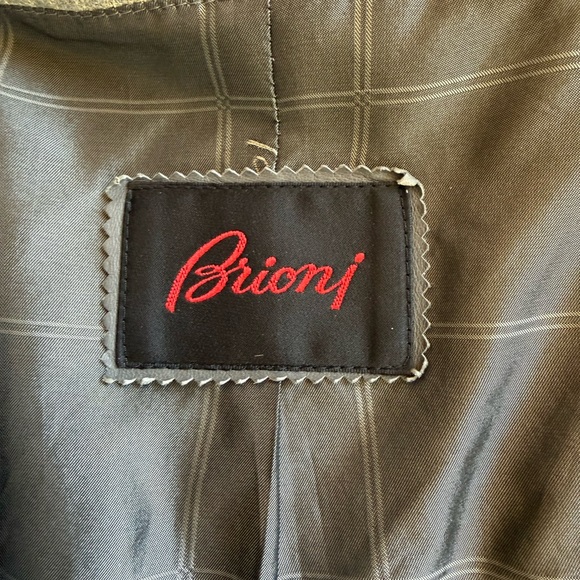 Brioni Light Gray/Beige Checkered Jacket. Bottom holes made from leather. - Picture 2 of 9
